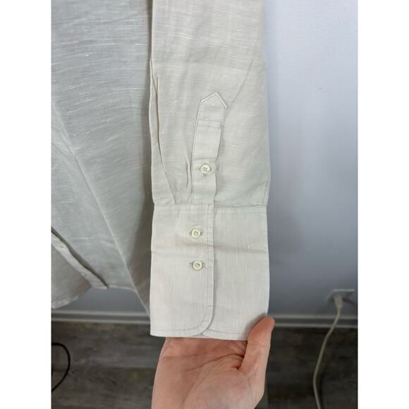 J Crew Linen Blend Beach Shirt in Natural Linen Sz Large Oversized Flowy Capsule - Picture 12 of 12